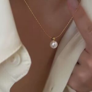 18 KT Gold Over Titanium Pearl Necklace